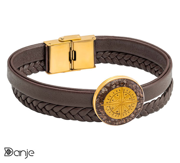 خرید دستبند چرم و طلا مردانه از گروه هنری دانژه